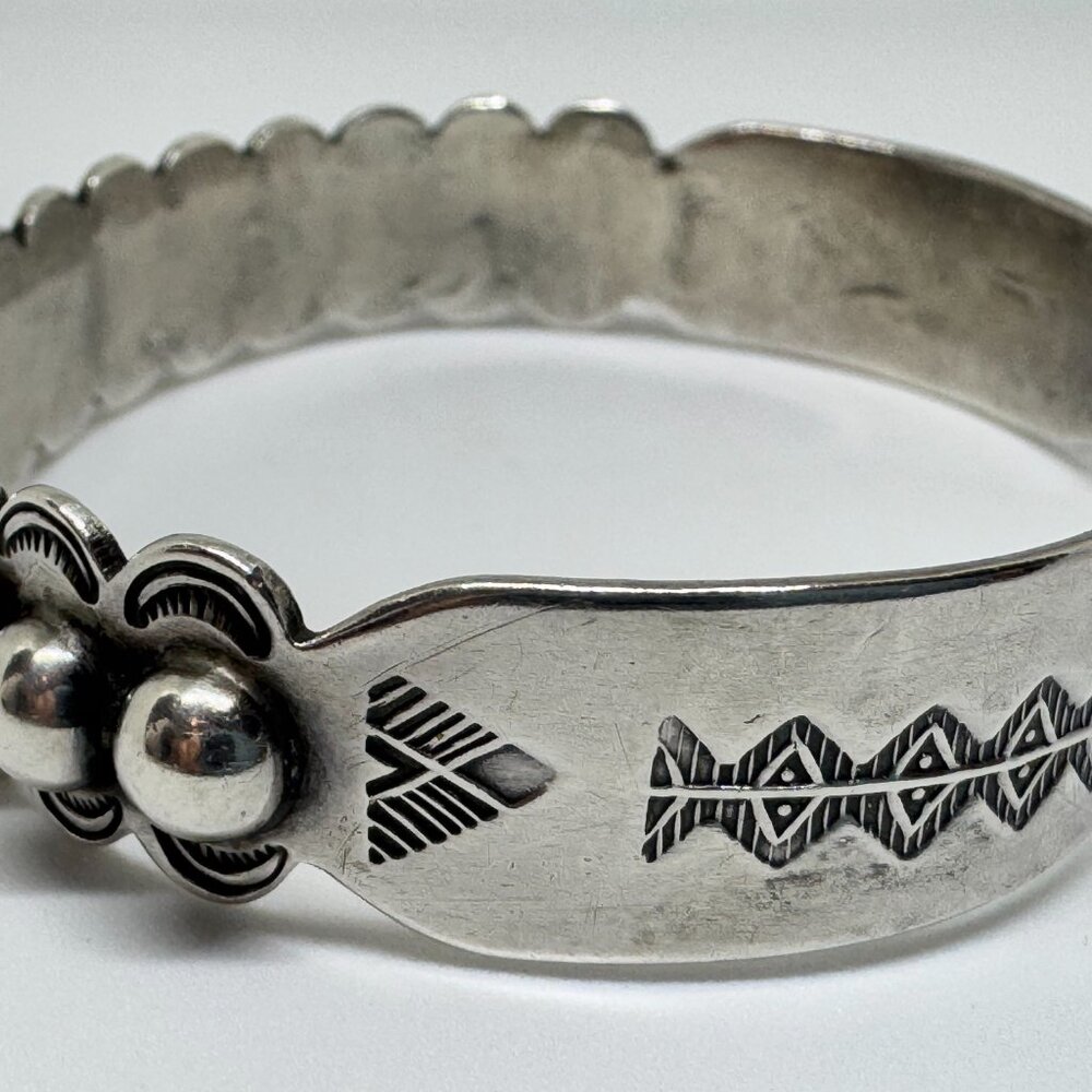 Vintage Sterling Silver Native American Cuff - Picture 2 of 5